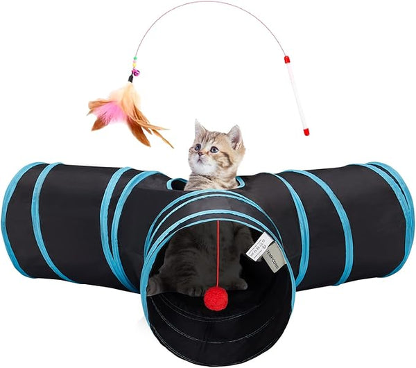 3-Way Collapsible Cat Tunnel Toy