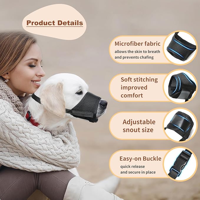 HEELE Breathable Adjustable Dog Muzzle for All Sizes