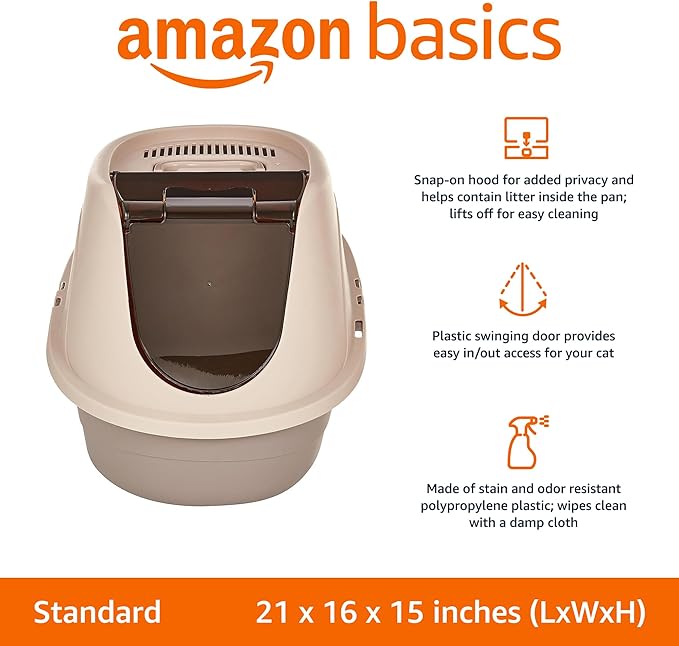 Enclosed No-Mess Hooded Cat Litter Box
