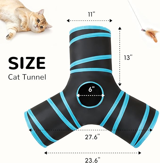 3-Way Collapsible Cat Tunnel Toy