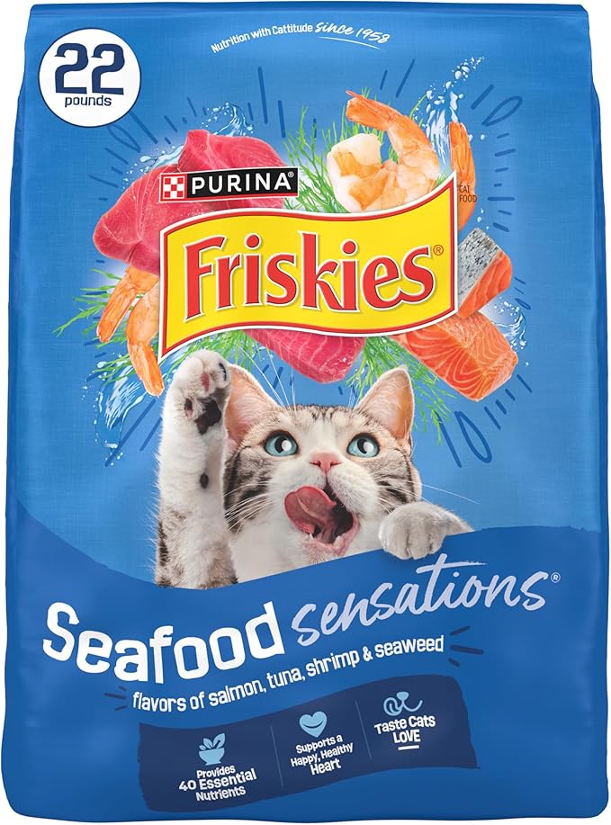 Purina Friskies Dry Cat Food, Seafood Sensations - 22 lb. Bag