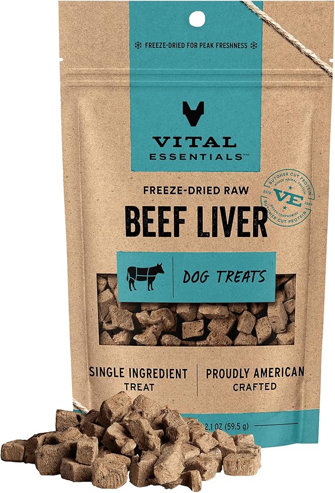 Vital Essentials Beef Liver Dog Treats 2.1oz – Grain Free, High Protein
