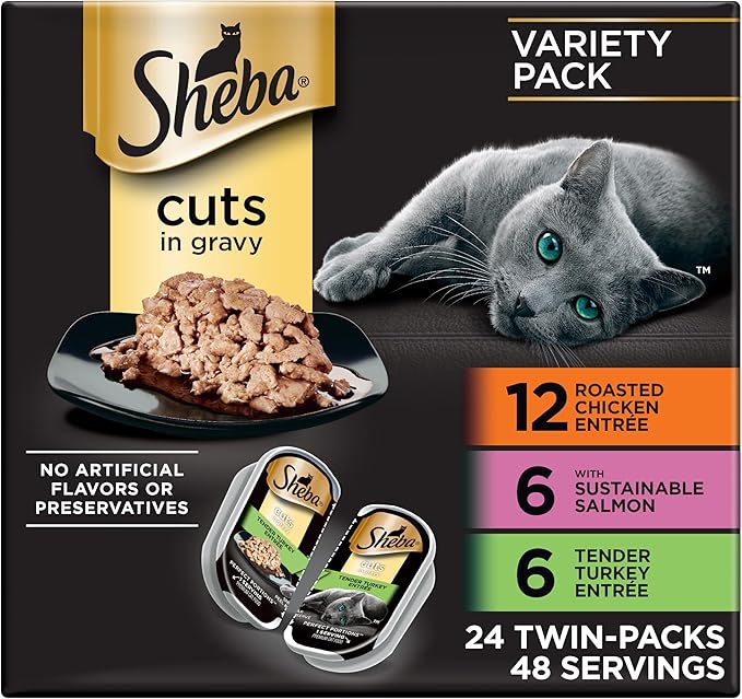 Sheba Cuts in Gravy Cat Food Variety Pack, 48 Servings
