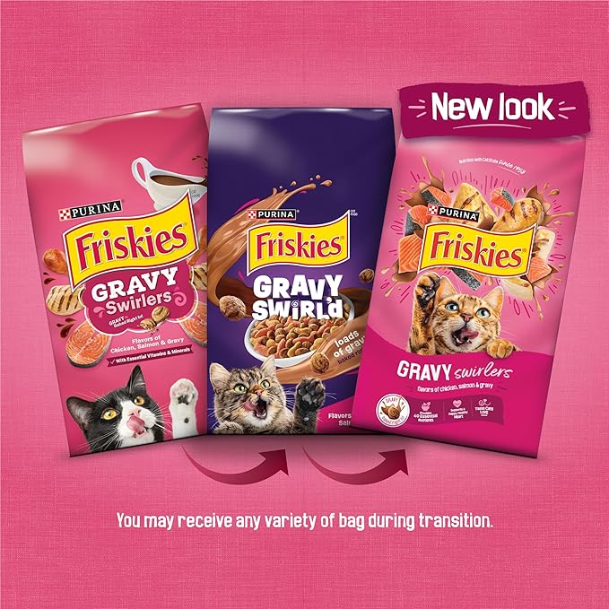 Purina Friskies Gravy Swirl’d Chicken & Salmon Dry Cat Food – 22 lb Bag